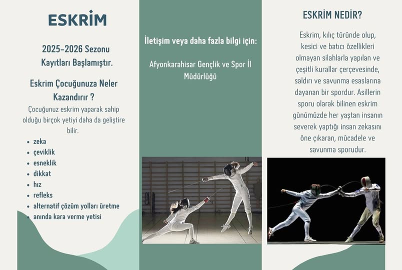 Afyonkarahisar'da Eskrim Kayıtları Başladı: Zeka ve Çevikliği Geliştiren Spor Branşına Davet